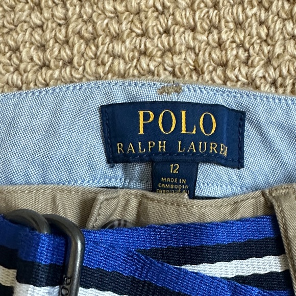 NWT Polo by Ralph Lauren Kids' Tan Pants with Blue Belt - Picture 2 of 4